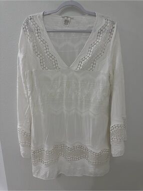 LaBlanca Women's White Crochet Trim Swim Coverup